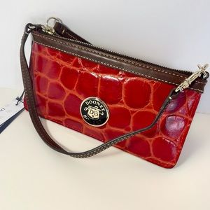 Dooney & Bourke Red Croc Embossed Leather Wristlet